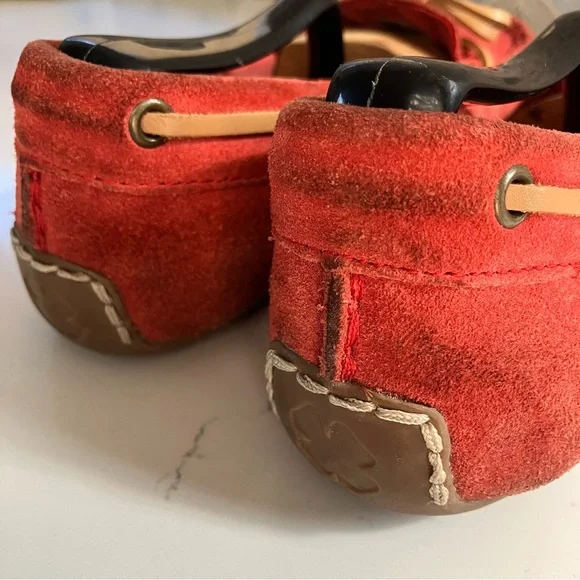 Lucky Brand Abelle 2 Wmns 8 M Suede Red Orange Moccasin Driving Loafer Boat Shoe - Picture 8 of 16